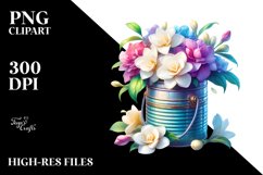 Colorful Watercolor Vase with Gardenia | Clipart Product Image 3
