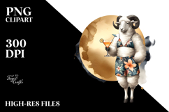 Lamb with Beachwear and Cocktail, High-Res PNG Product Image 2