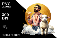 Lamb with Beachwear and Cocktail, High-Res PNG Product Image 2