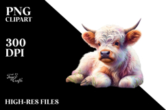 Colorful Baby Highland Cow with Louisiana Bayou, PNG Product Image 2