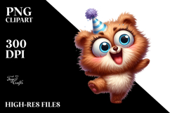 Excited Bear with Party Hat, PNG Product Image 2