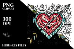 Lineart Stained Heart PNG Product Image 2