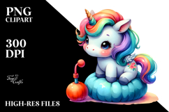 Cute Baby Unicorn Pumpkin Clipart Product Image 2
