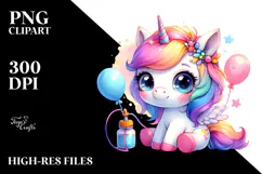 Cute Baby Unicorn Pumpkin Clipart Product Image 2