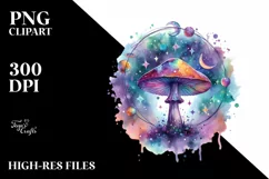Colorful Watercolor Splashes, Vibrant Moon | Clipart Product Image 1