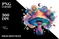 Colorful Watercolor Splashes, Vibrant Moon | Clipart Product Image 3