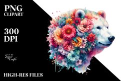 Vibrant Polar Bear Half Flowers Clipart Product Image 1