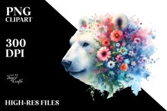 Vibrant Polar Bear Half Flowers Clipart Product Image 3