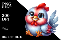 Happy Baby Rooster Sitting | Watercolor Clipart Product Image 2