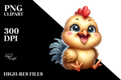 Happy Baby Rooster Sitting | Watercolor Clipart Product Image 2