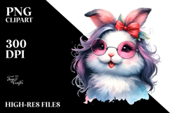 Cute Diva Smile Bunny | Sublimation Clipart Product Image 2