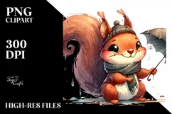 Funny Squirrel with Tongue Out Watercolor Clipart Product Image 1
