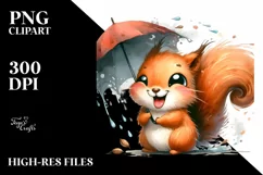 Funny Squirrel with Tongue Out Watercolor Clipart Product Image 1