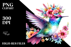 Vibrant Hummingbird Flower Crown Clipart Product Image 2