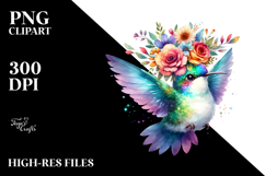 Vibrant Hummingbird Flower Crown Clipart Product Image 2