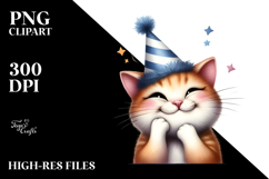 Watercolor Cat Party Hat PNG Product Image 2