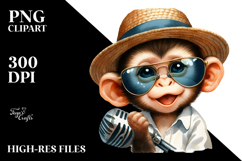 Singer Monkey with Sunglasses, Transparent PNG Product Image 2