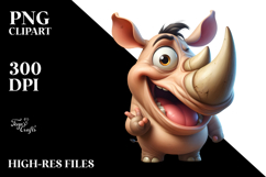 Whimsical Rhino with Pure Joy, PNG Product Image 2