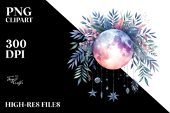 Vibrant Boho Moon Foliage Stars | Sublimation | Clipart Product Image 2