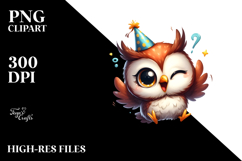 Cute Owl with Party Hat, Transparent PNG Product Image 2