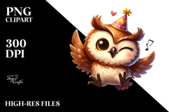 Cute Owl with Party Hat, Transparent PNG Product Image 2