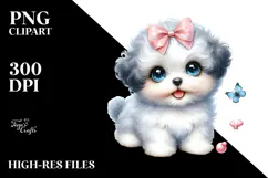 Baby Bichpoo Watercolor PNG Product Image 2