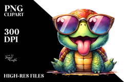Cute Turtle Smiling Sunglasses | Sublimation Clipart Product Image 2
