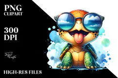 Cute Turtle Smiling Sunglasses | Sublimation Clipart Product Image 2