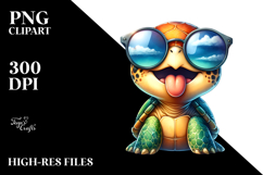 Vibrant Turtle with Sunglasses, Transparent PNG Product Image 2