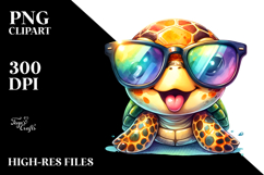 Cute Turtle Smiling Sunglasses | Sublimation Clipart Product Image 2
