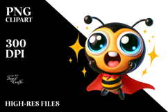 Excited Bee with Superhero Cape, PNG Product Image 2