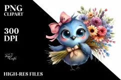 Watercolor Bird Big Eyes Clipart Product Image 3