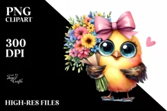 Watercolor Bird Big Eyes Clipart Product Image 3