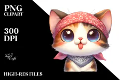 Cute Kitten Watercolor Splash PNG Product Image 2