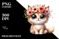 Whimsical Cute Cat, Watercolor PNG Product Image 2