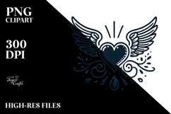 Simple Heart with Wings, High-Res PNG Product Image 2