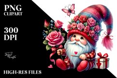 Valentines Gnome with Roses PNG Product Image 2