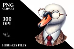Funny Swan in Suit Watercolor Clipart Product Image 3