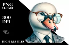 Funny Swan in Suit Watercolor Clipart Product Image 3