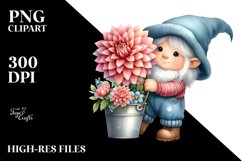 Cute Baby GNOME with Dahlia PNG Product Image 2