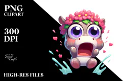 Silly Cartoon Hippo with a Flower Crown, High-Quality PNG Product Image 2