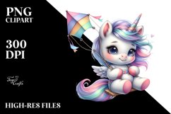 Cute Baby Unicorn Playing on Swing | Clipart Product Image 1