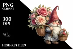 Detailed Gnome Rose Bouquet | Sublimation | Clipart Product Image 1