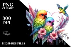 Cute Baby Parrot with Heart, PNG Product Image 2
