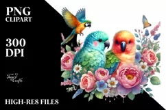 Pastel Heart Big Parrot Behind PNG Product Image 2