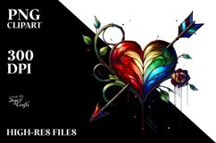 Stained Heart Arrow PNG Product Image 2