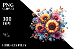Colorful Sunflower Frame PNG Product Image 2