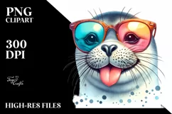 Funny Seal Sunglasses Tongue Clipart Product Image 1