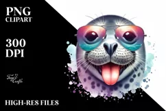 Funny Seal Sunglasses Tongue Clipart Product Image 3