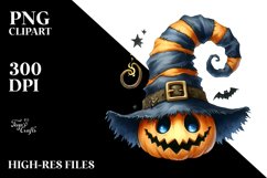 Funny Halloween Hat Watercolor | Sublimation Clipart Product Image 1